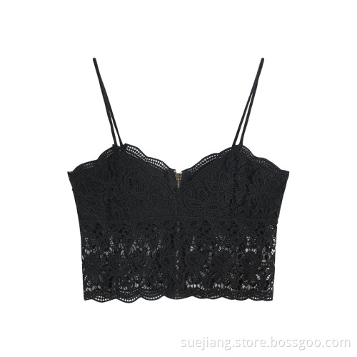 Knitted Solid Zippered Vest Tank Crop Top